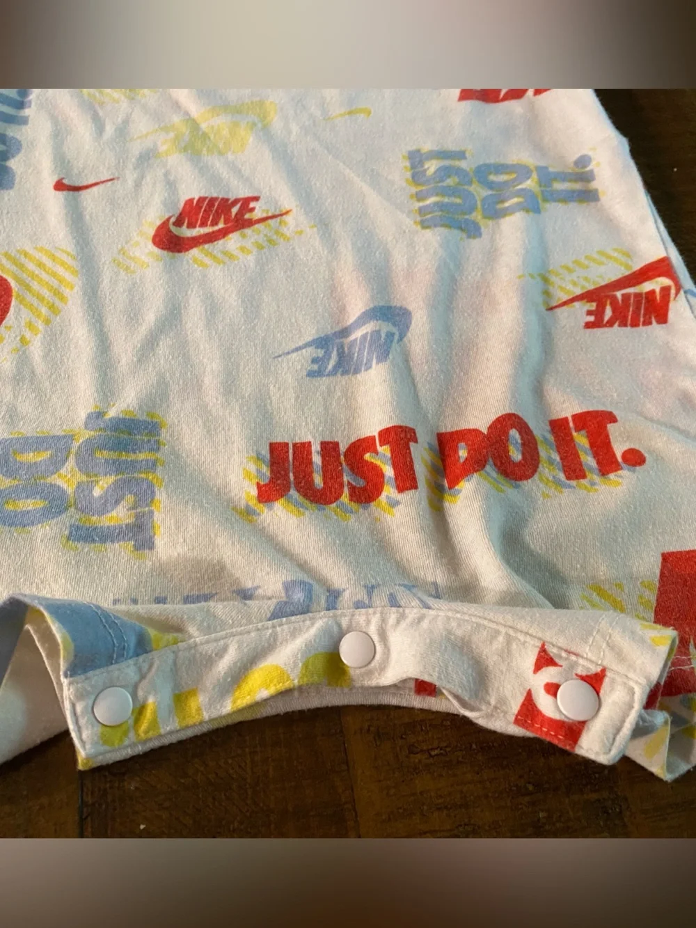 Nike White Multicolor Logo Print Toddler One-Piece